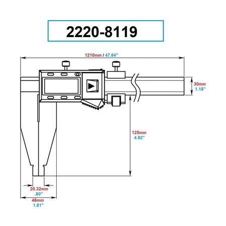 H & H Industrial Products Dasqua 0-1000mm/0-40" Jaw Length 125mm Heavy Duty Digital Caliper 2220-8119